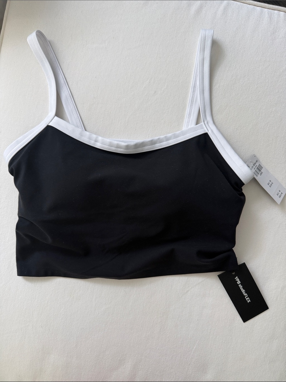Black Bandeau Bralette with White Trim - Modern Everyday Comfort